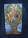 Mother nature as a tree with earth and moon in body mosaic